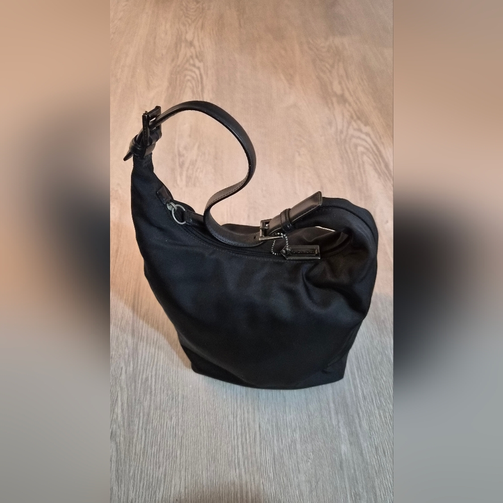 vintage Coach Mercer Black Twill Leather Hobo Shoulder Bag
